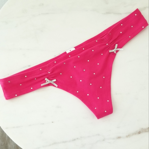 Victoria's Secret PINK Vintage Rhinestone Crystal Thong Panty Ruching NWT - Picture 5 of 13